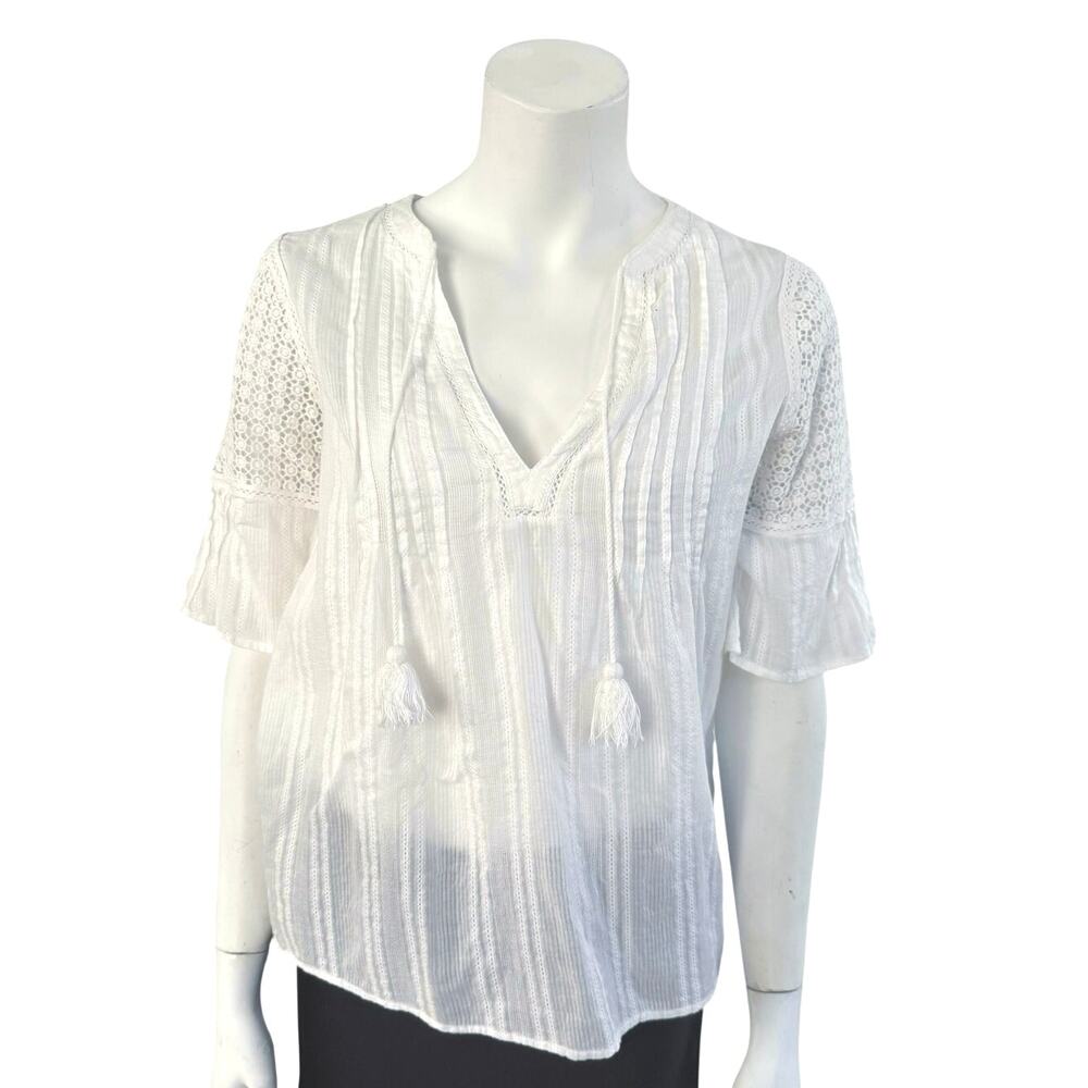 Paige Blouse Women's Small White Boho Crochet White